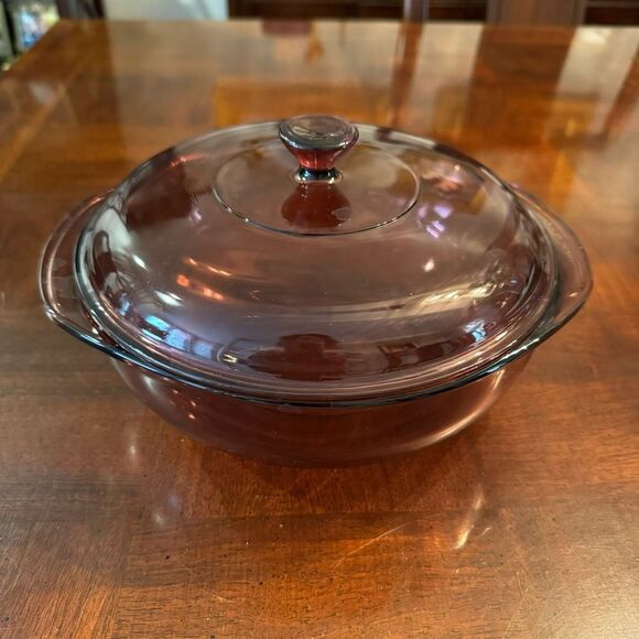 Pyrex Cranberry Casserole Glass Cookware Visions Vision - Picture 1 of 8